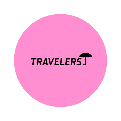A pink circle with the word travelers on it.