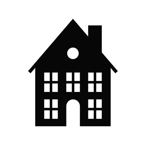 A black house icon on a black background.