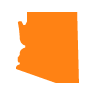 An orange outline of the state of arizona.