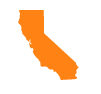 Orange outline of california on a white background.
