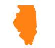 An orange outline of the state of illinois.