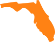 A map of florida with an orange outline.