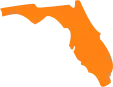 A map of florida with an orange outline.