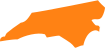 A map of the state of north carolina in orange.