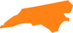 A map of the state of north carolina in orange.