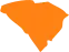 A map of south carolina with an orange outline.