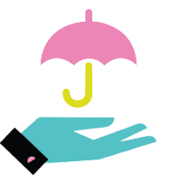 A hand holding a pink umbrella.