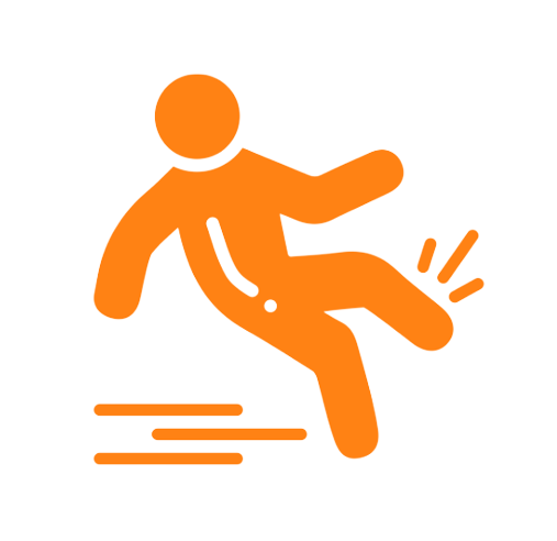 An orange man falling down on a black background.