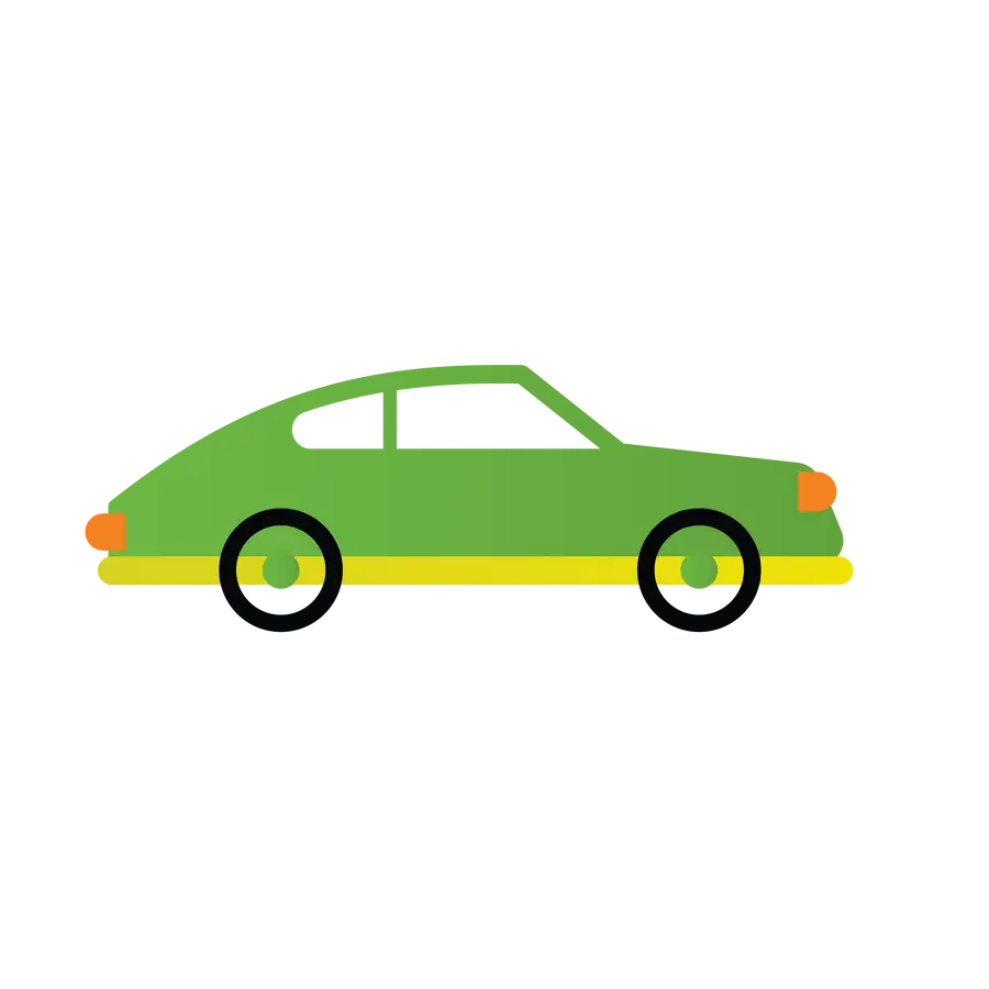 A green car icon on a black background.