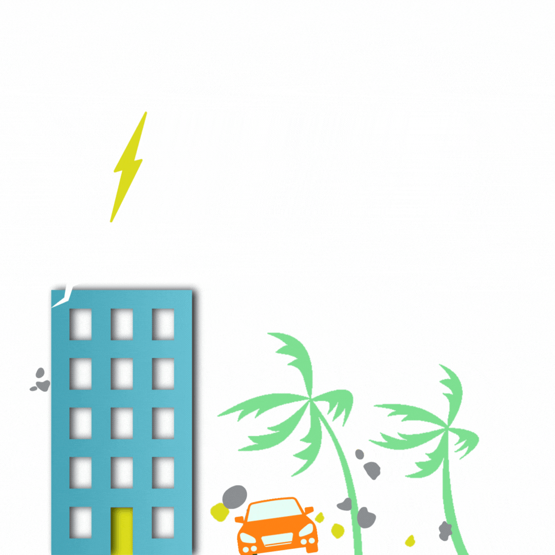 An illustration of a building with a car in front of it.